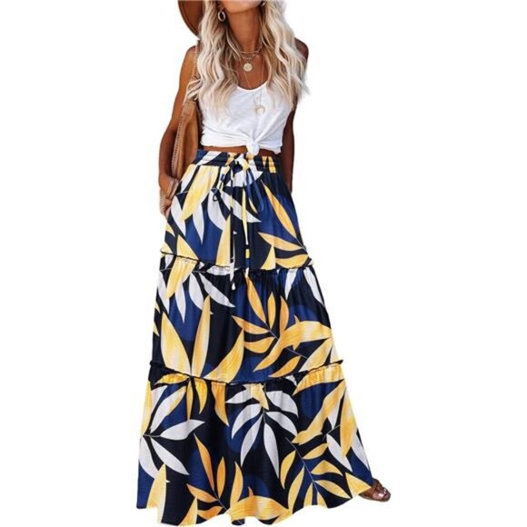 Womens Maxi Skirts, Flowy Skirt with Pockets 04 - Picture 1 of 5